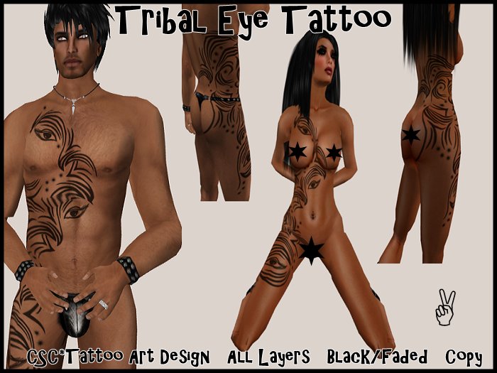 [D4u]TRIBAL EYE TATTOO_BLACK/FADED_ALL LAYERS_UNISEX