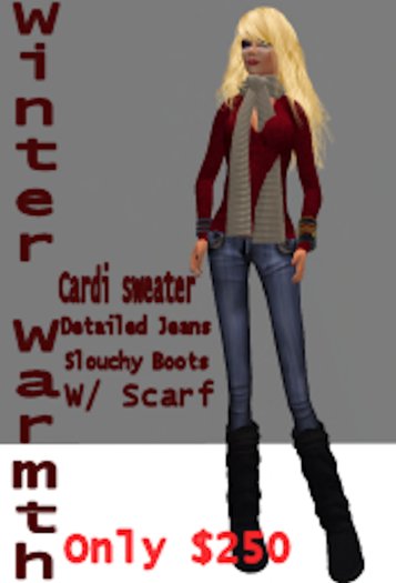 [AB] Winter Warmth Sweater Jeans Scarf Boots