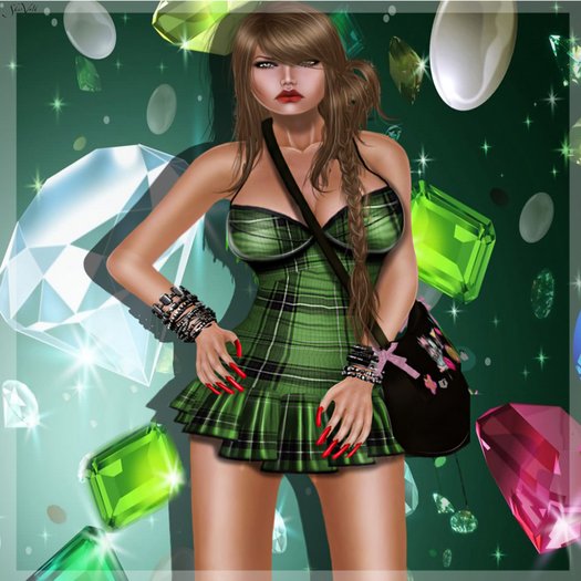 Reya Sexy Dress in green tartan