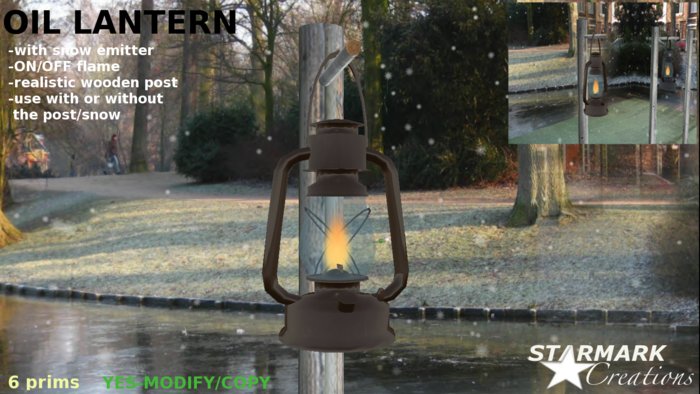 ANIMATED FLAME & SNOW EMITTING BROWN LANTERN from STARMARK CREATIONS -- promo price --