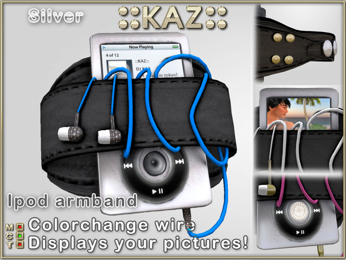 ::KAZ:: Silver Ipod black armband