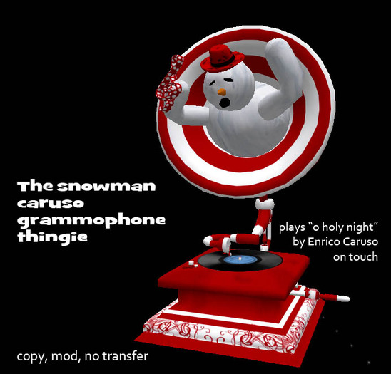 Grim Bros. Caruso Snowman Grammophone deco thingie - BOXED