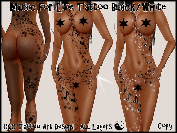 [D4u]MUSIC FOR LIFE TATTOO_ALL LAYERS_BLACK/WHITE_FEMALE