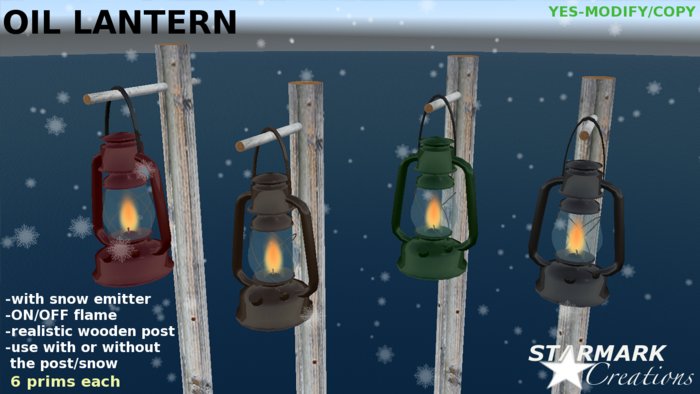 SALE! 4  LANTERNS with ANIMATED FLAME & SNOW EMITTER from STARMARK CREATIONS -- promo price --