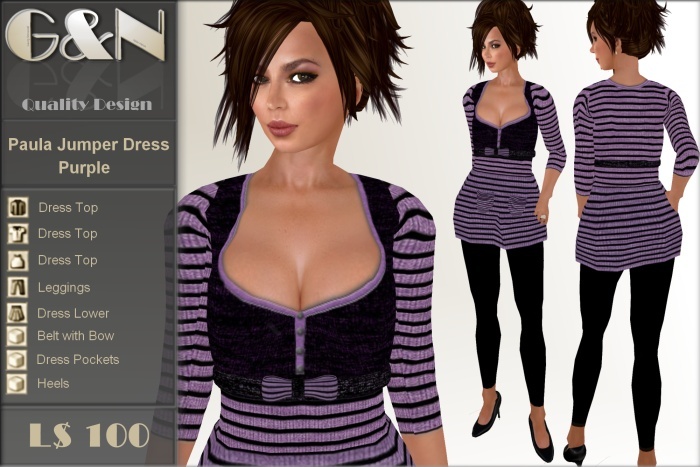 G&N Quality Design Paula Jumper Dress Purple