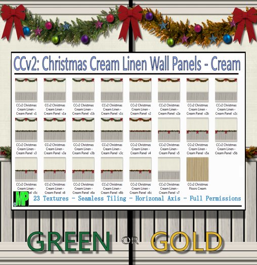 Christmas Cream Linen Panels - Cream