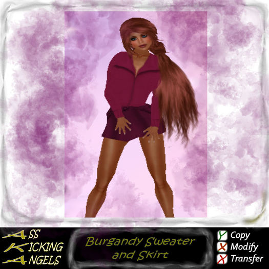 Promo* AKA Burgandy Sweater and Skirt 