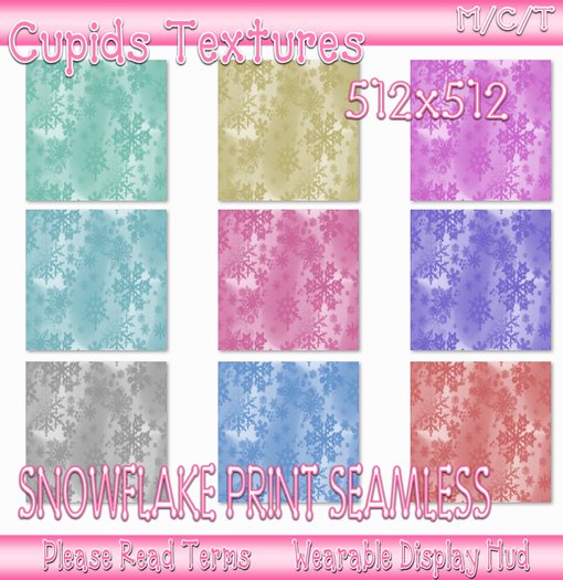 *CUPIDS* 9 SNOWFLAKES PRINT Textures
