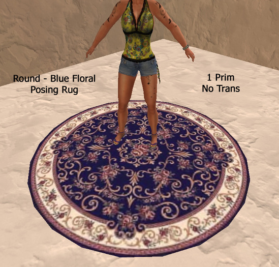 Posing Rug -  Round6 - Blue Floral