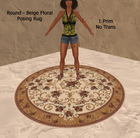 Posing Rug - Round2 - Beige Floral