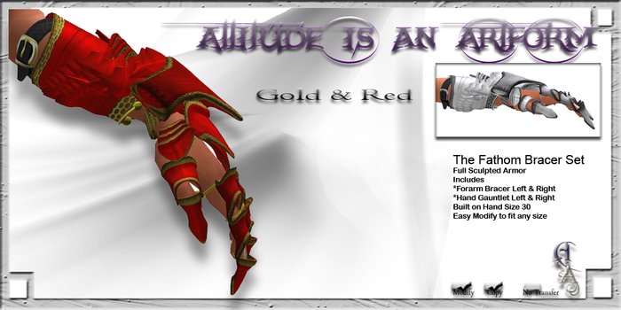 A&A The Fathom Sculpted Bracer Set in Gold & Red