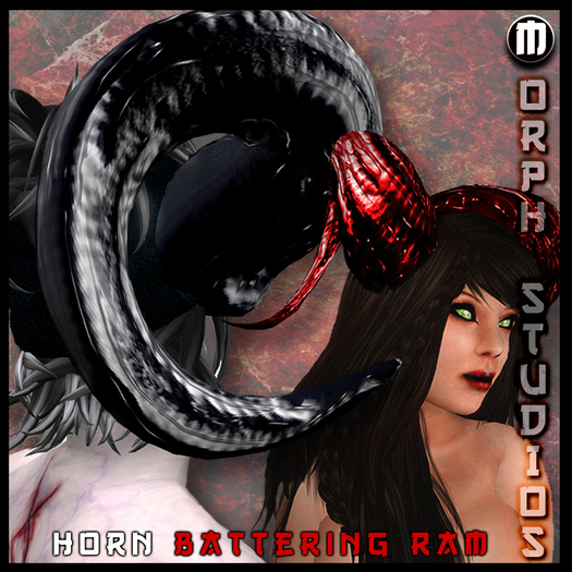0o MORPH demon HORNS Battering Ram, 4 colors (red, black, white, natural), femal (small) + male (bigger)