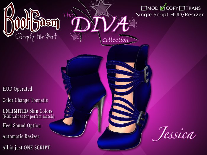Bootgasm Diva Jessica Blue High Heels
