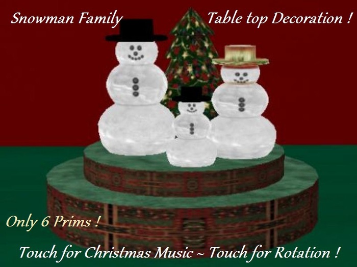 Happy Snowman Family-Table Decoration/Touch for Music&Rotation!