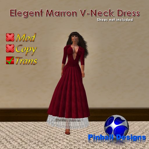 PB_Elegent Maroon V-Neck Dress (Boxed)