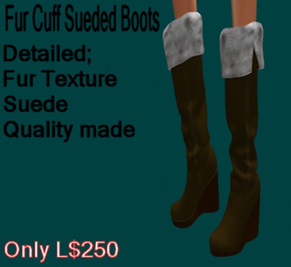 [AB] Faux Fur Cuff Suede Boots (Boot Box) Alpha layer