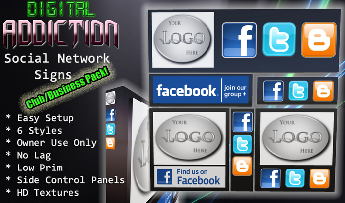 !!DA!! Social Network Signs - Club/Business Pack
