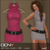 DCNY Wool Mini Dress & Belt in Cerise