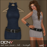 DCNY Wool Mini Dress & Belt in Midnight