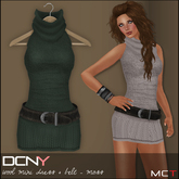DCNY Wool Mini Dress & Belt in Moss