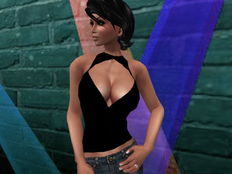 black cleavage top