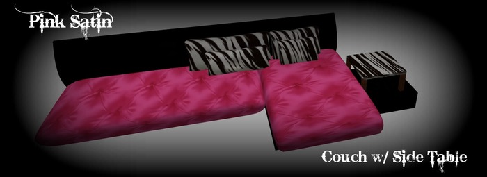 Pink Satin Couch w/Table