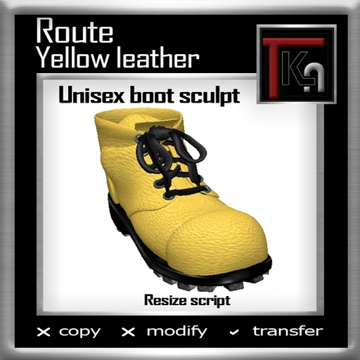 TKA-ROUTE-yellow leather unisex boot sculpt