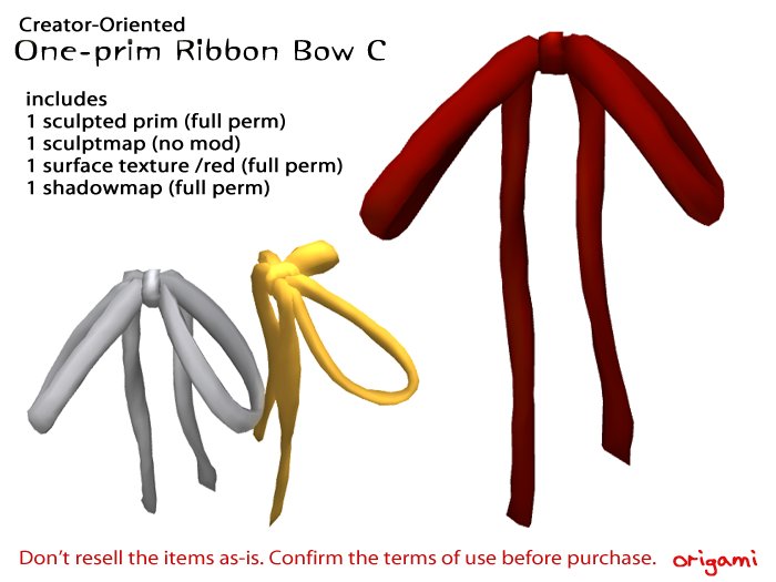origami~* One-prim Ribbon Bow C