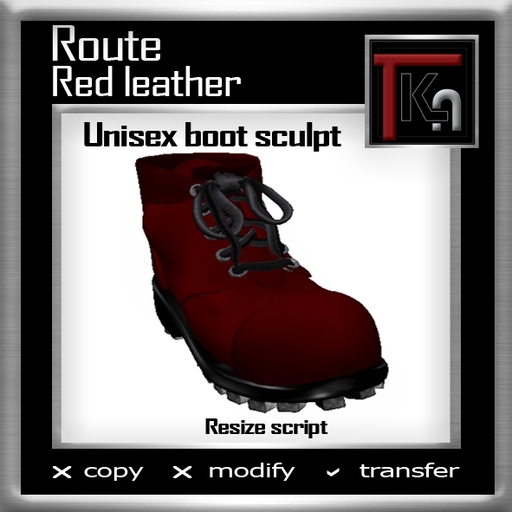 TKA-ROUTE-red leather unisex boot sculpt