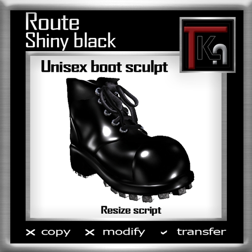TKA-ROUTE-shiny black unisex boot sculpt