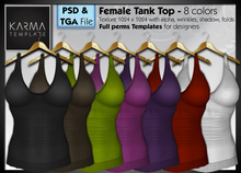 Karma Template - PSD & TGA - Female Tank Top - 8 Colors - High detailled Texture 1024 px