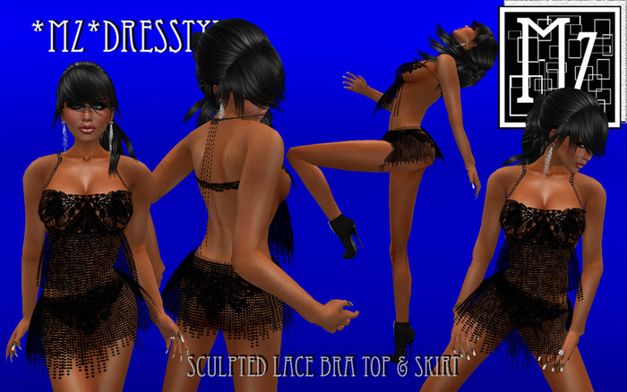 *MZ* Sculpted lace bra top a skirt