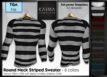Karma Template - TGA - Round Neck Striped Sweater - 6 Colors- High detailled Texture 1024 px