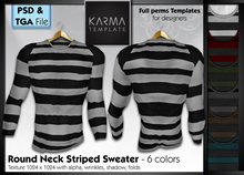 Karma Template - PSD & TGA - Round Neck Striped Sweater - 6 Colors- High detailled Texture 1024 px