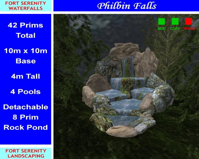 Waterfall - 10m Philbin Waterfall with Pond Box (v9c)
