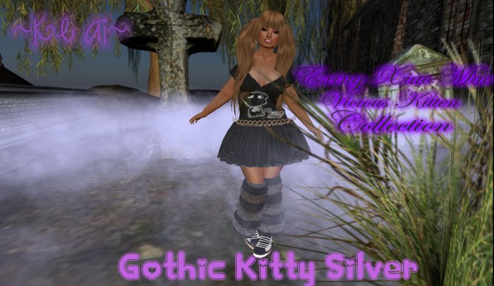 gothic kitty silver M