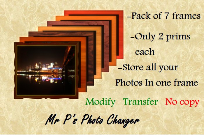 "Mr P's Photo Changer v1 all 7 wood frames"