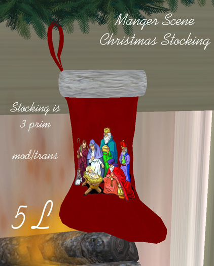 Manger Stocking Dark Red