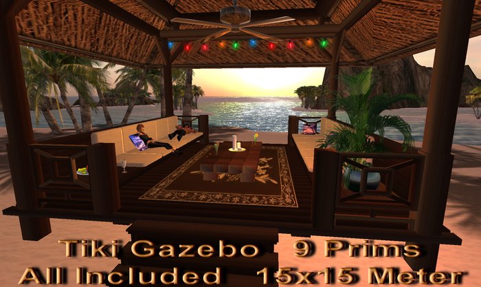 Gazebo Tiki  9 Prims  15x15 Meters  All Included
