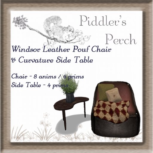 [PP] Windsor Leather Pouf & Side Table 