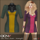 DCNY Color Block Dress in Moss/Gold