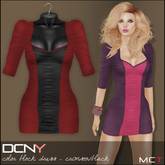 DCNY Color Block Dress in Crimson/Black