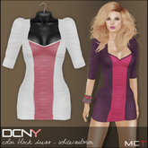 DCNY Color Block Dress in White/Salmon