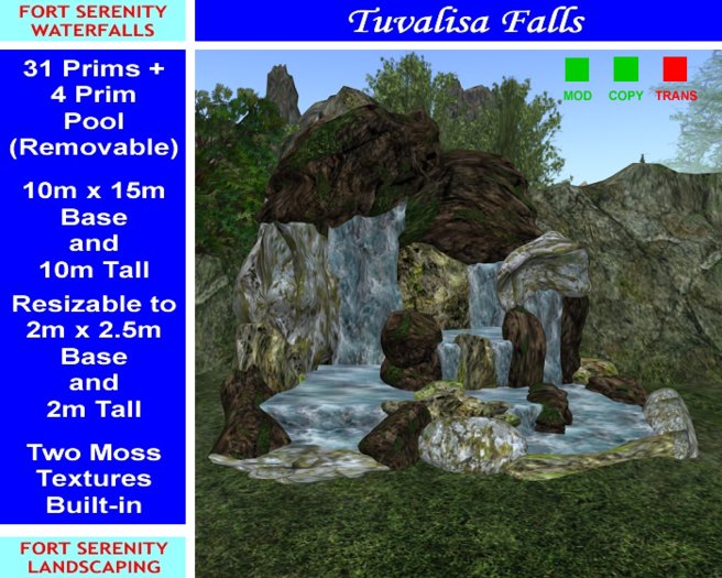 10m x 15m Tuvalisa Texture Changeable Waterfall (v9c)