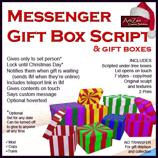 ArtiZan Messenger Gift Boxes - Locked for set date and one person, sends online message with TP link