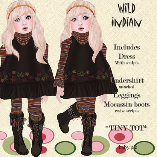 *Baby Pie* Wild Indian Outfit *Complete Childrens / Toddlers *TINY TOT* Dress / Winter Outfit! 