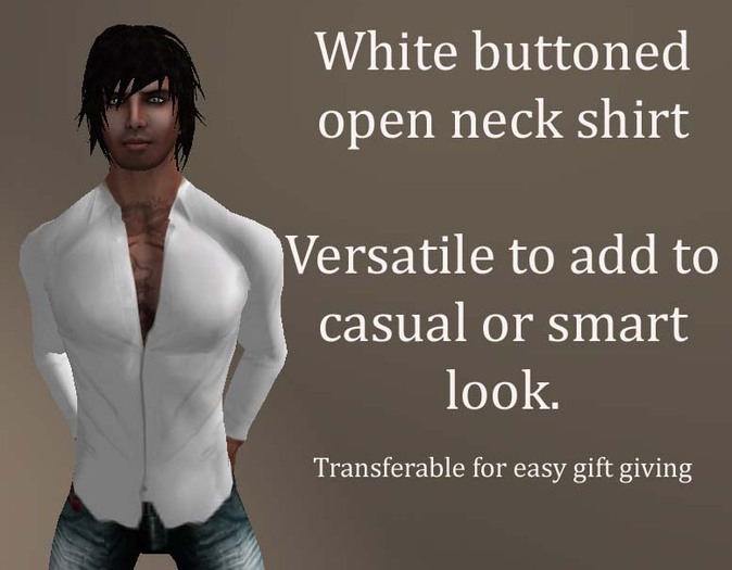 White buttoned open neck shirt