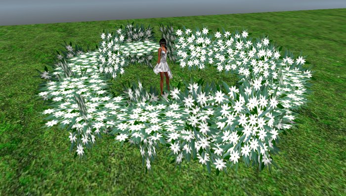 1 Prim - Ring of Flowers - WHITE - with Resizer Menu