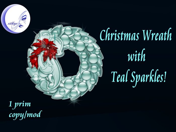 Christmas Wreath with Teal Sparkles! /box