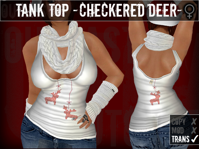 **OC** TankTop Checkered Deer -White- 